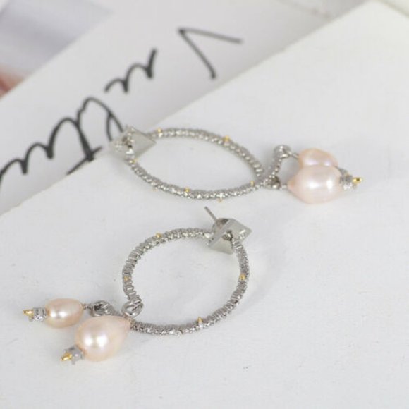 Alexis Bittar Baroque Pearl & Silver Hoop Earrings - Picture 7 of 10